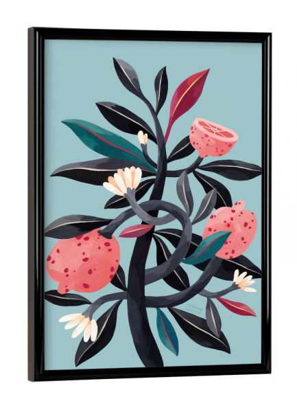 Poster mit schwarzem Rahmen "Flaming Garden - Lemon Tree" artboxONE - Natur,Floral,Comic,Essen & Trinken / Obst & Gemüse