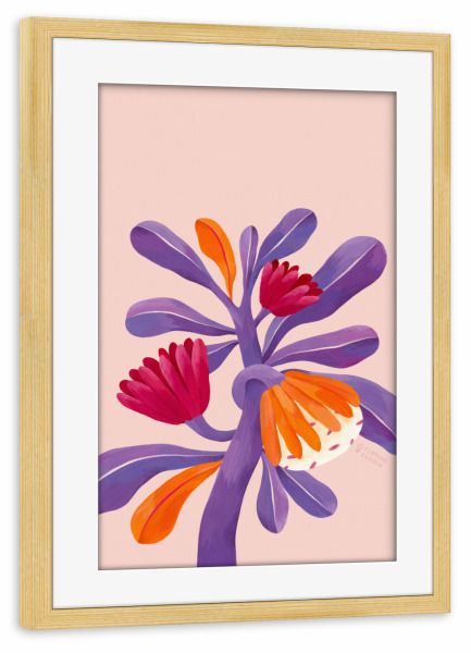 Poster mit Rahmen kiefer "Flaming Garden - Fantasy Plant" artboxONE - Natur,Floral,Comic