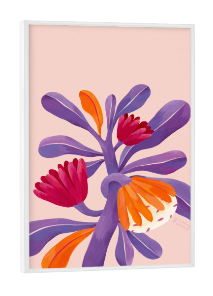 Poster mit weißem Rahmen "Flaming Garden - Fantasy Plant" artboxONE - Natur,Floral,Comic