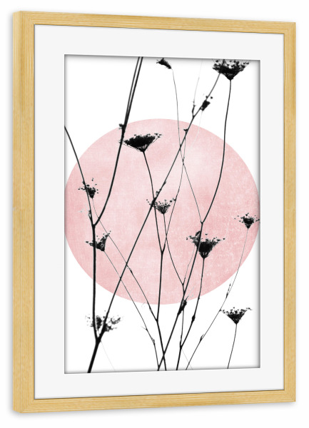Poster mit Rahmen kiefer "Vintage flowers rosé" artboxONE - Natur,Floral,Abstrakt