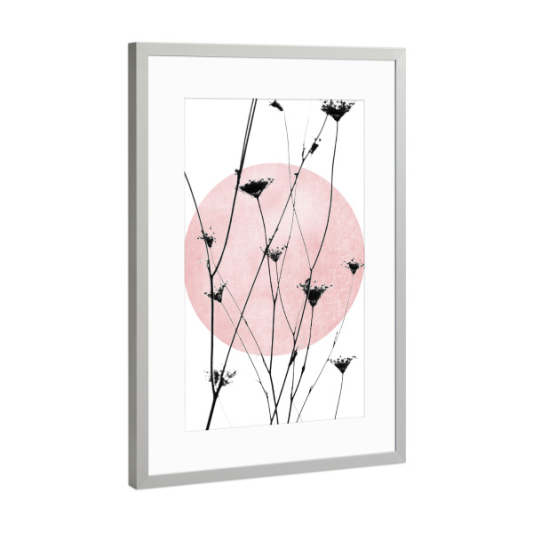 Poster mit Rahmen Silber "Vintage flowers rosé" artboxONE - Natur,Floral,Abstrakt