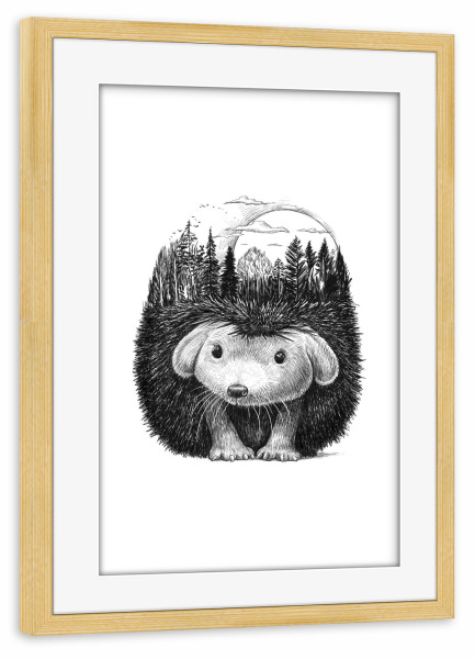 Poster mit Rahmen kiefer "Forest hedgehog" artboxONE - Natur,Tiere