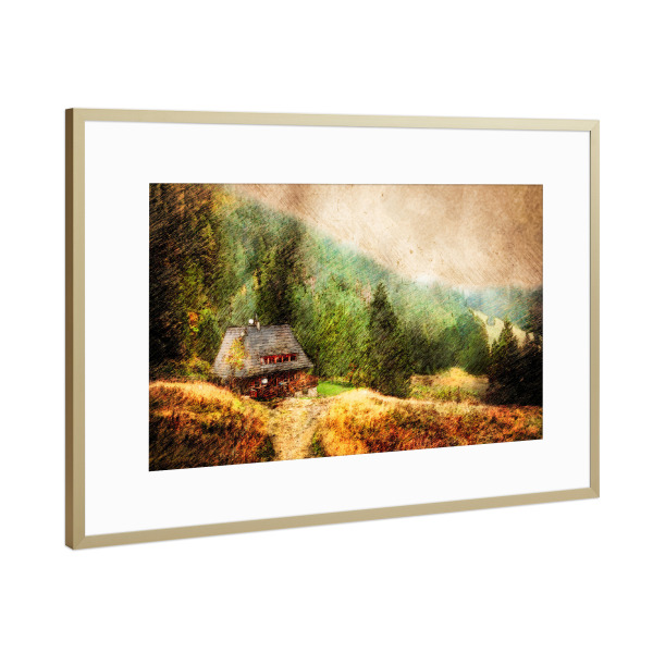 Poster mit Rahmen Gold "Poland Hala Kondratowa" artboxONE - Städte,Reise,Städte / Weitere