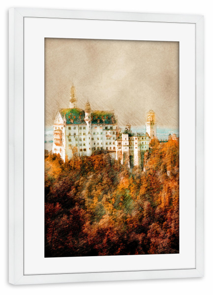 Poster mit Rahmen weiß "Germany Schwangau landscape" artboxONE - Städte,Reise,Städte / Weitere