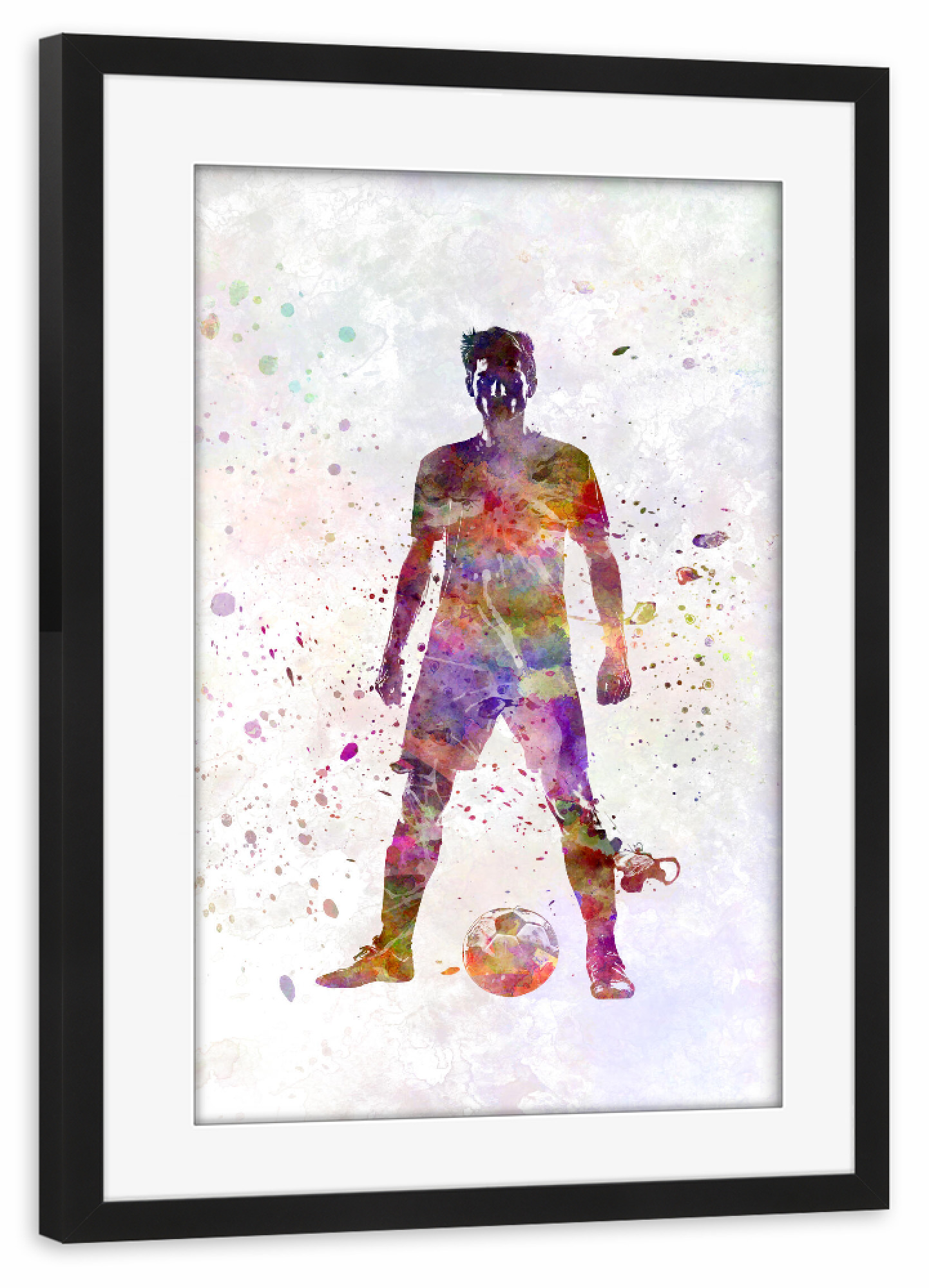 Poster mit Rahmen schwarz "Soccer player in watercolor-Zd" artboxONE - Sport / Fußball