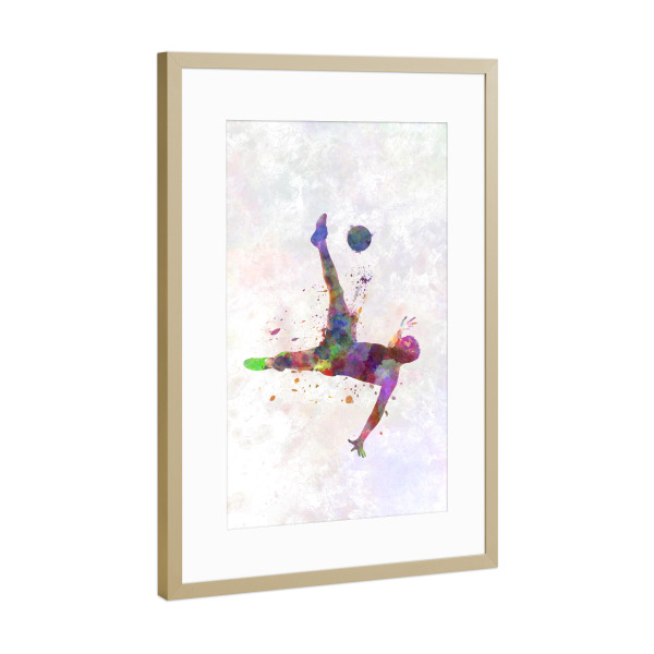 Poster mit Rahmen Gold "Soccer player in watercolor-ZB" artboxONE - Sport / Fußball