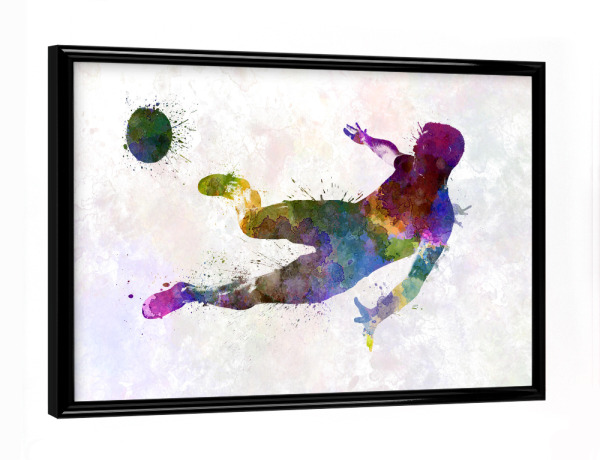 Poster mit schwarzem Rahmen "Soccer player in watercolor-z" artboxONE - Sport / Fußball