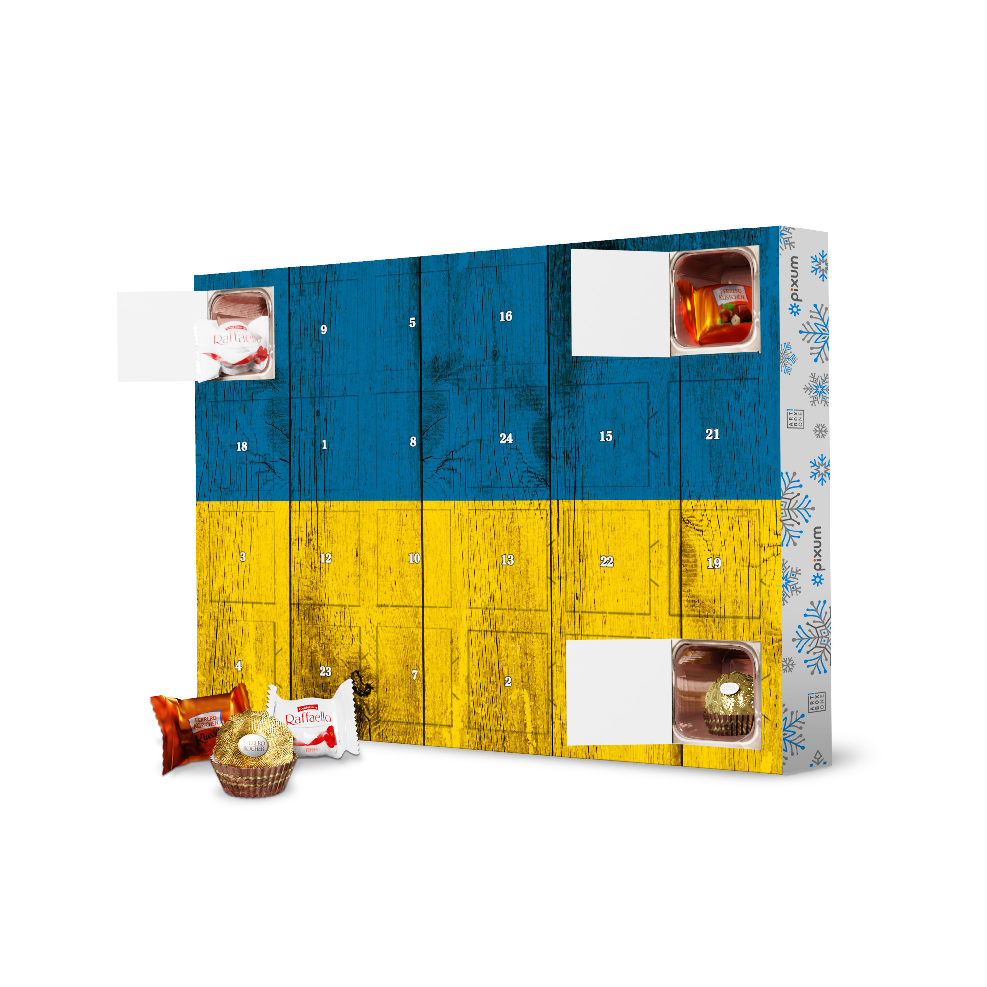 Adventskalender mit Ferrero Pralinen Ukraine Vintage Flagge artboxONE Adventskalender Reise / Länder