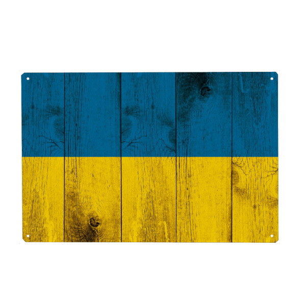 Metall Poster "Ukraine Vintage Flagge" artboxONE - Reise / Länder - Ukraine,Vintage,Fahne,Kiew,Flagge - Blechschild