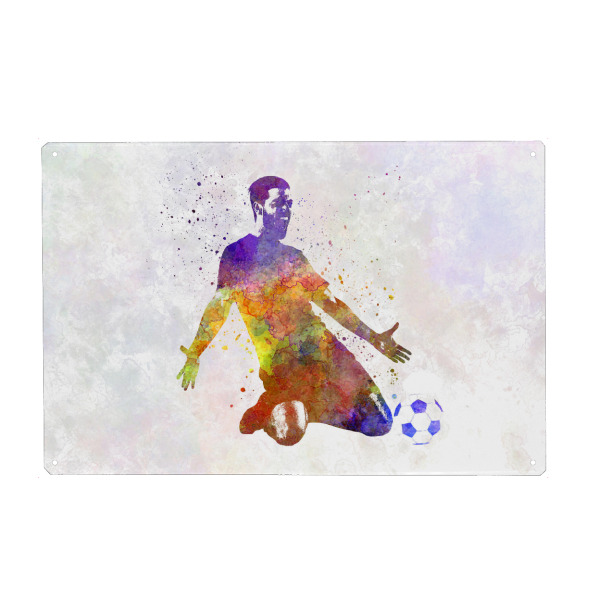 Holzbild "Soccer player in watercolor-s" artboxONE - Sport / Fußball