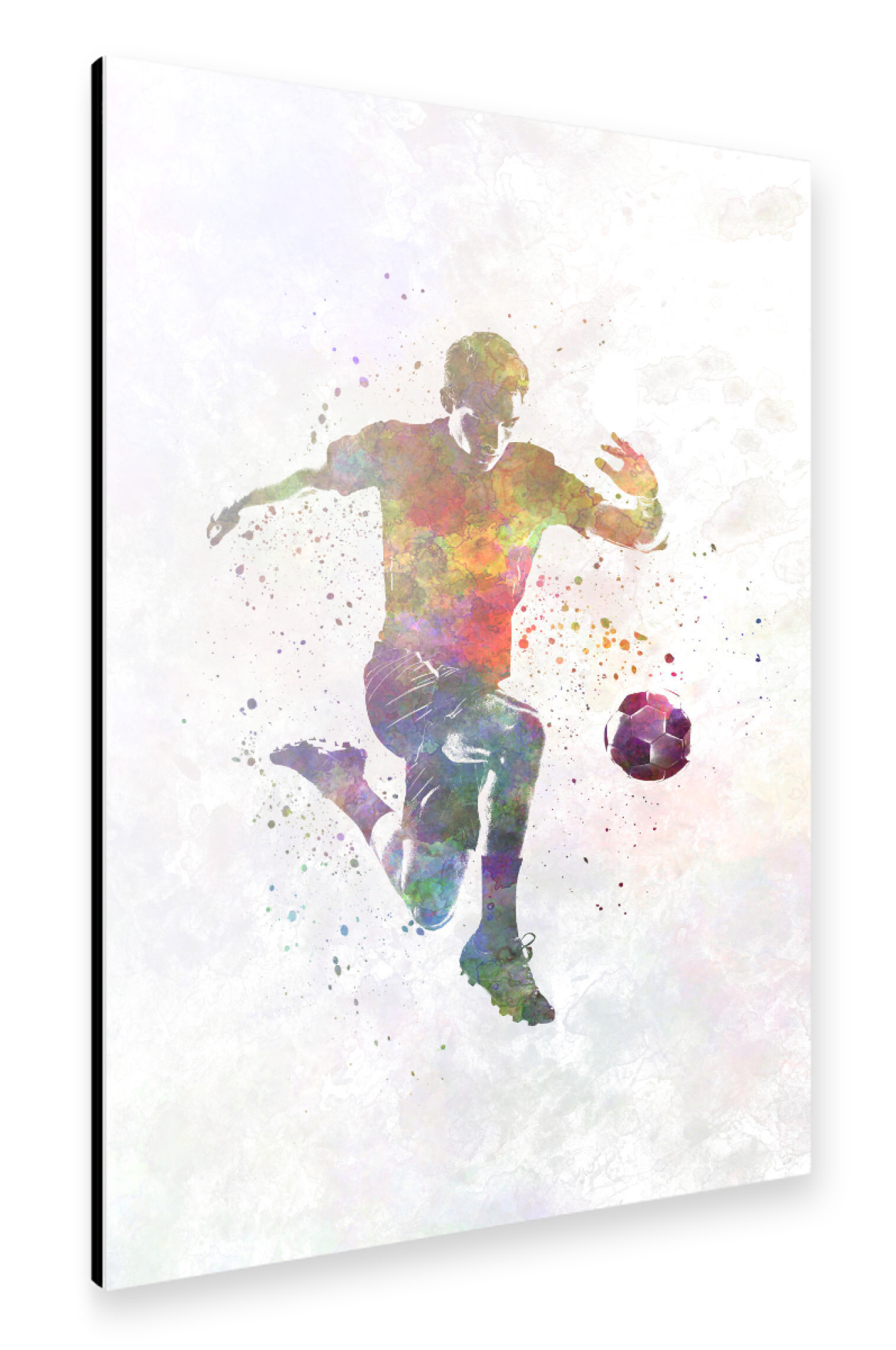 Alu-Dibond "Soccer player in watercolor-o" 75x50 cm artboxONE