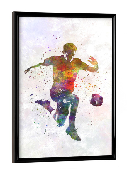 Poster mit schwarzem Rahmen "Soccer player in watercolor-o" artboxONE - Sport / Fußball