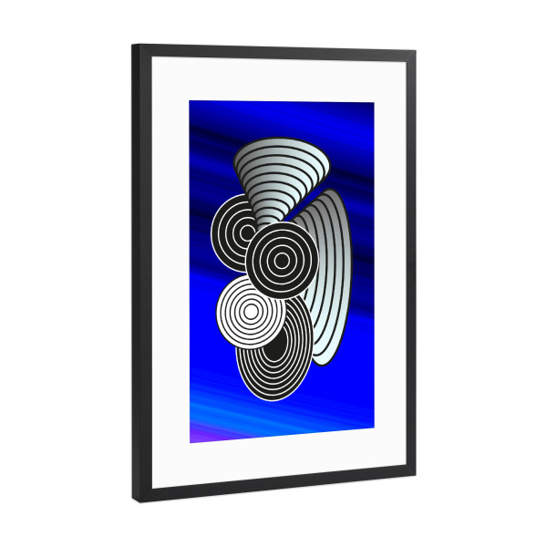 Poster mit Rahmen Schwarz (Metallic) "Comic face minimal" artboxONE - Comic,Abstrakt,Geometrie,Streetart