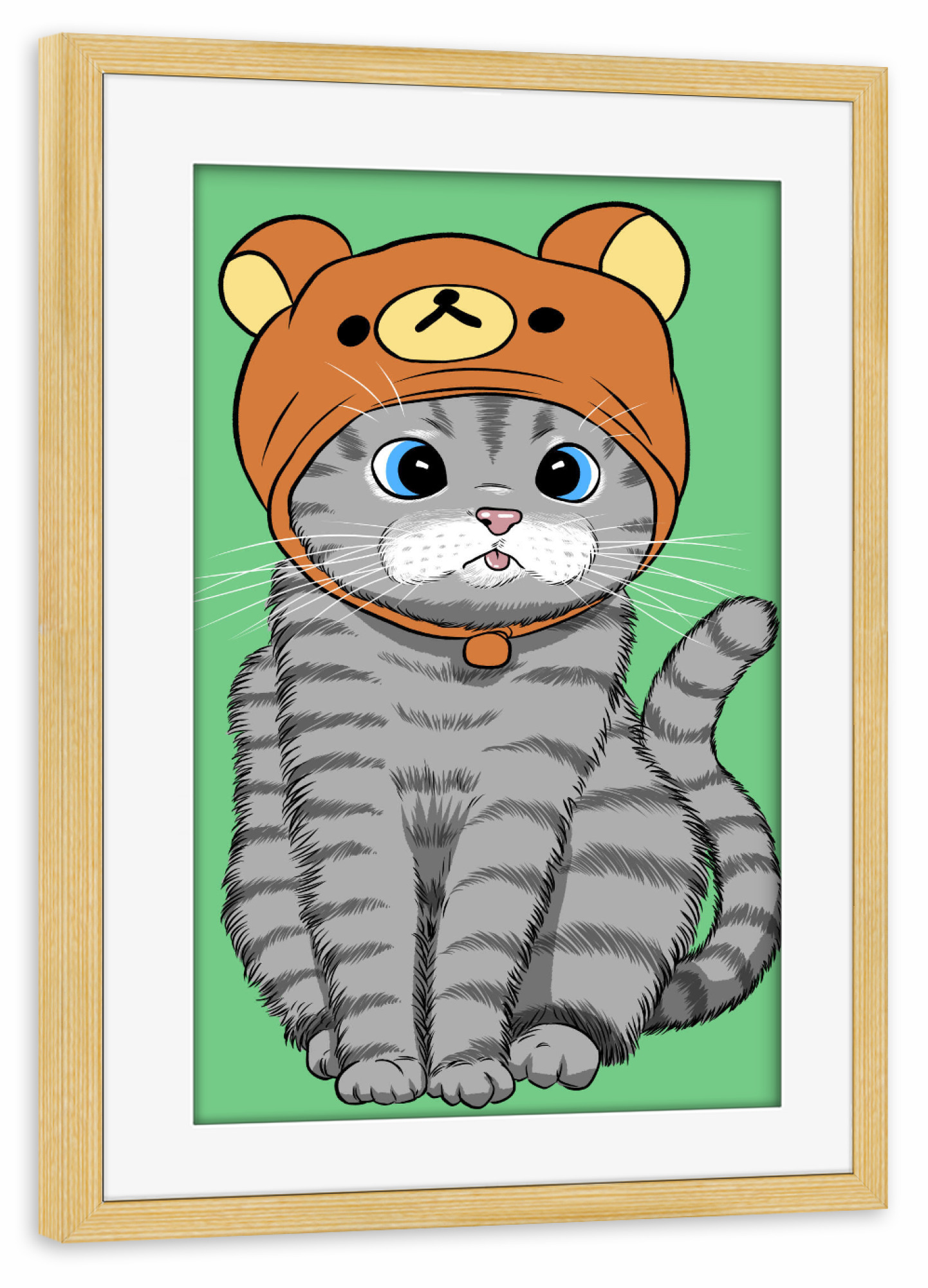 Poster mit Rahmen kiefer "Kitten with teddy hat" artboxONE - Für Kinder,Tiere