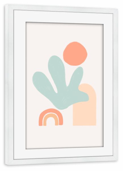 Poster mit Rahmen weiß "Boho Mint" artboxONE - Abstrakt,Geometrie - Abstract,Abstrakt,Formen,Forms,Geometrie,Geometry,Colorful,Bunt