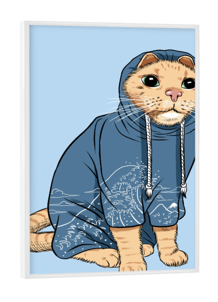 Poster mit weißem Rahmen "Cat with tracksuit" artboxONE - Tiere,Lustig