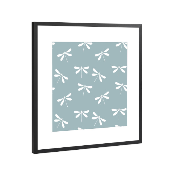 Poster mit Rahmen Schwarz (Metallic) "Dragonfly pattern - blue" artboxONE - Natur,Tiere,Abstrakt
