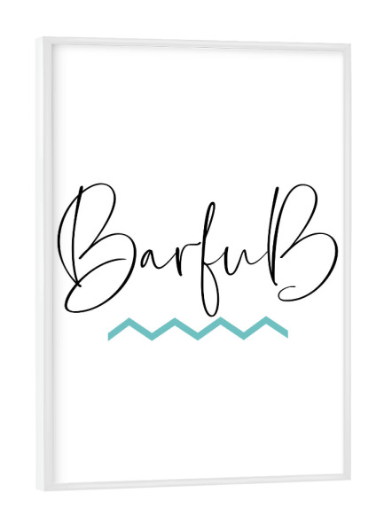 Poster mit weißem Rahmen "Barfuß Typo" artboxONE - Typografie,Reise,Geometrie