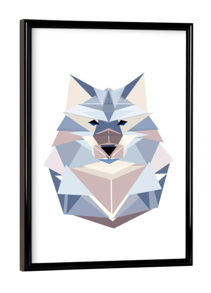 Poster mit schwarzem Rahmen "Geometrie Wolf" artboxONE - Natur,Tiere,Abstrakt,Geometrie