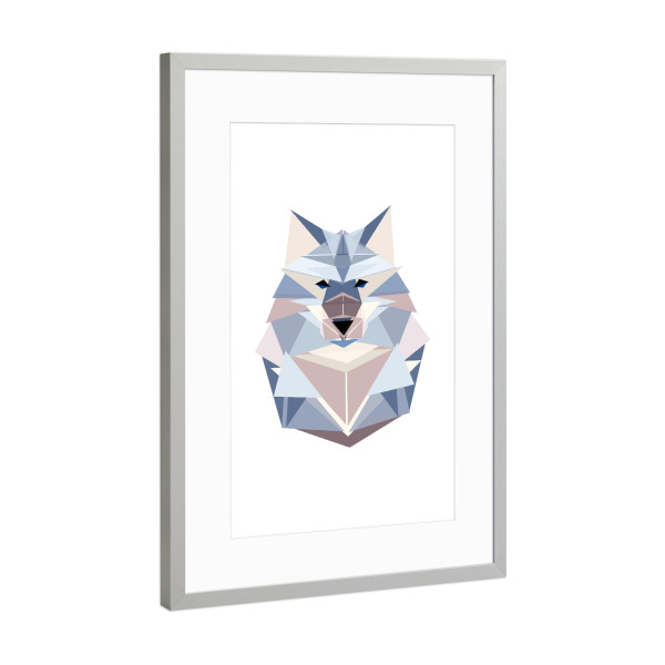 Poster mit Rahmen Silber "Geometrie Wolf" artboxONE - Natur,Tiere,Abstrakt,Geometrie