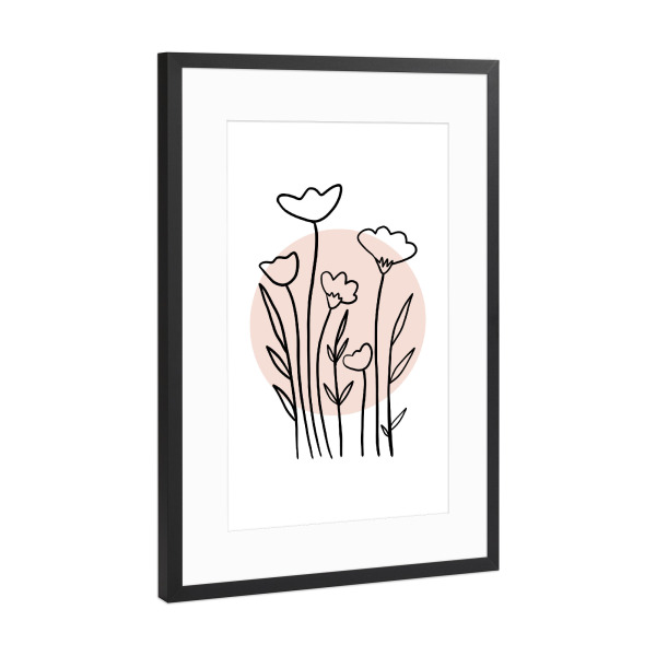 Poster mit Rahmen Schwarz (Metallic) "Wildflower lines" artboxONE - Natur,Floral,Abstrakt,Geometrie
