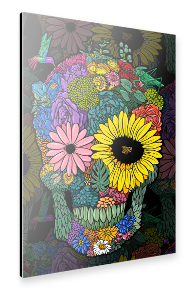 Alu-Dibond "Color Flower skull" 30x20 cm artboxONE