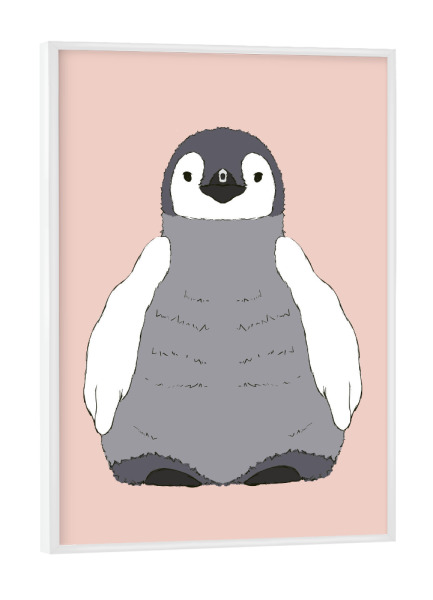 Poster mit weißem Rahmen "Baby Pinguin - Rosa" artboxONE - Natur,Für Kinder,Tiere,Unterwasser