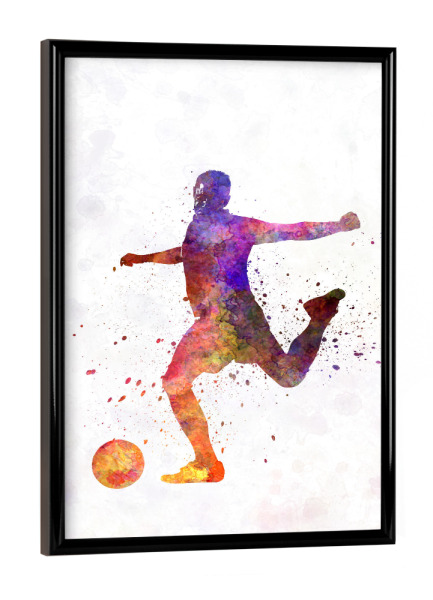 Poster mit schwarzem Rahmen "Soccer player in watercolor-i" artboxONE - Sport / Fußball