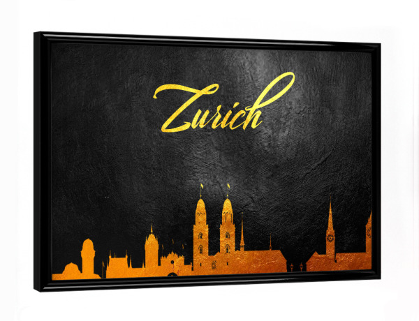 Poster mit schwarzem Rahmen "Zurich Switzerland Gold Skyline" artboxONE - Reise,Städte / Zürich