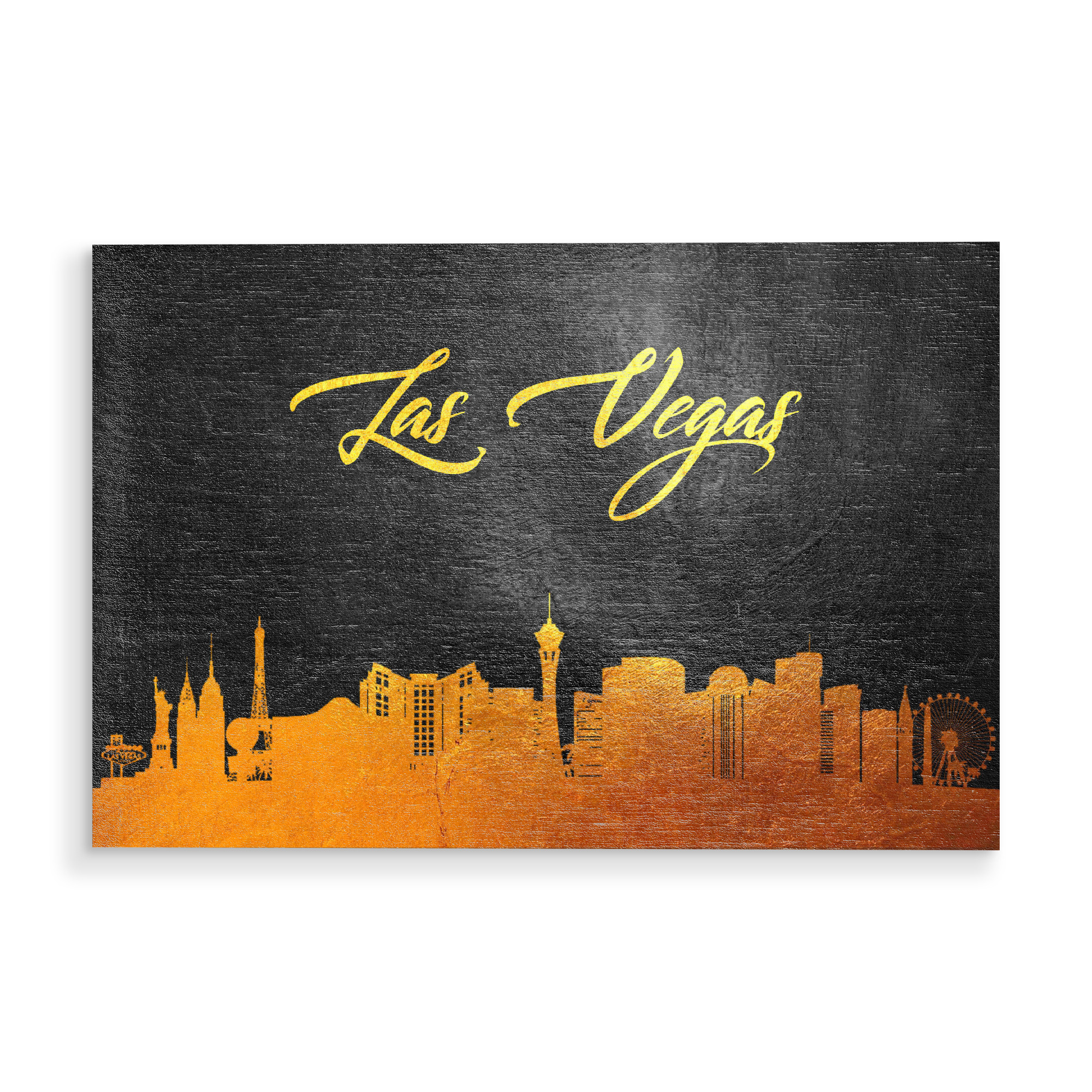 Holzbild "Las Vegas Nevada Gold Skyline" artboxONE - Reise,Städte / Las Vegas - Las vegas,Nevada,City,Stadt,Reise,Travel