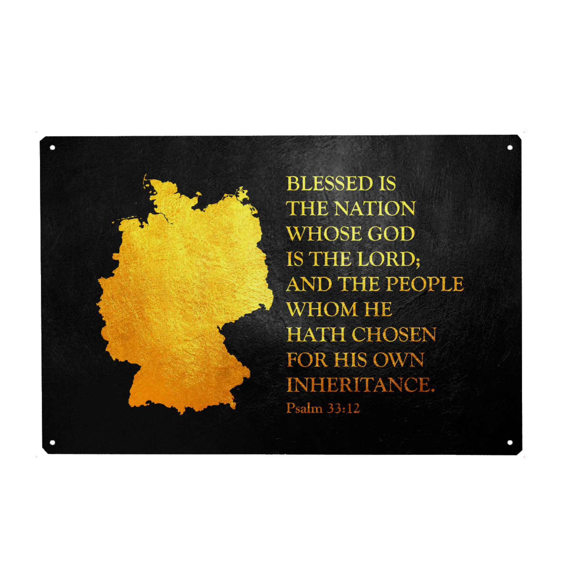 Holzbild "Germany Gold Map with Bible Verse" artboxONE - Reise / Länder - German,Germany,Bible verse,Travel,Gold,Map,Country,Deutschland,Reise,Karte