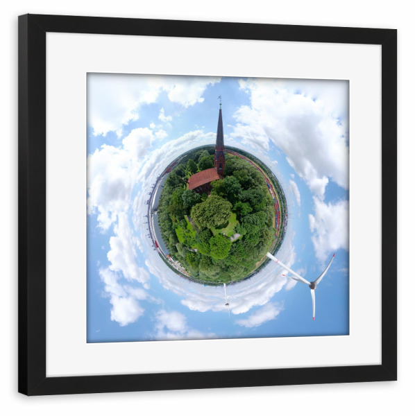 Poster mit Rahmen schwarz "HH-Altenwerder, St.Gertrud, N high" artboxONE - Städte,Städte / Hamburg,Reise,Architektur,Reise / Länder