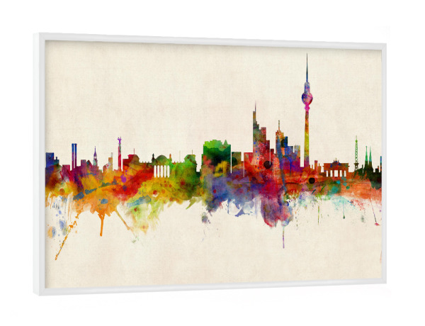 Poster mit weißem Rahmen "Berlin Germany Skyline Urban" artboxONE - Städte,Städte / Berlin