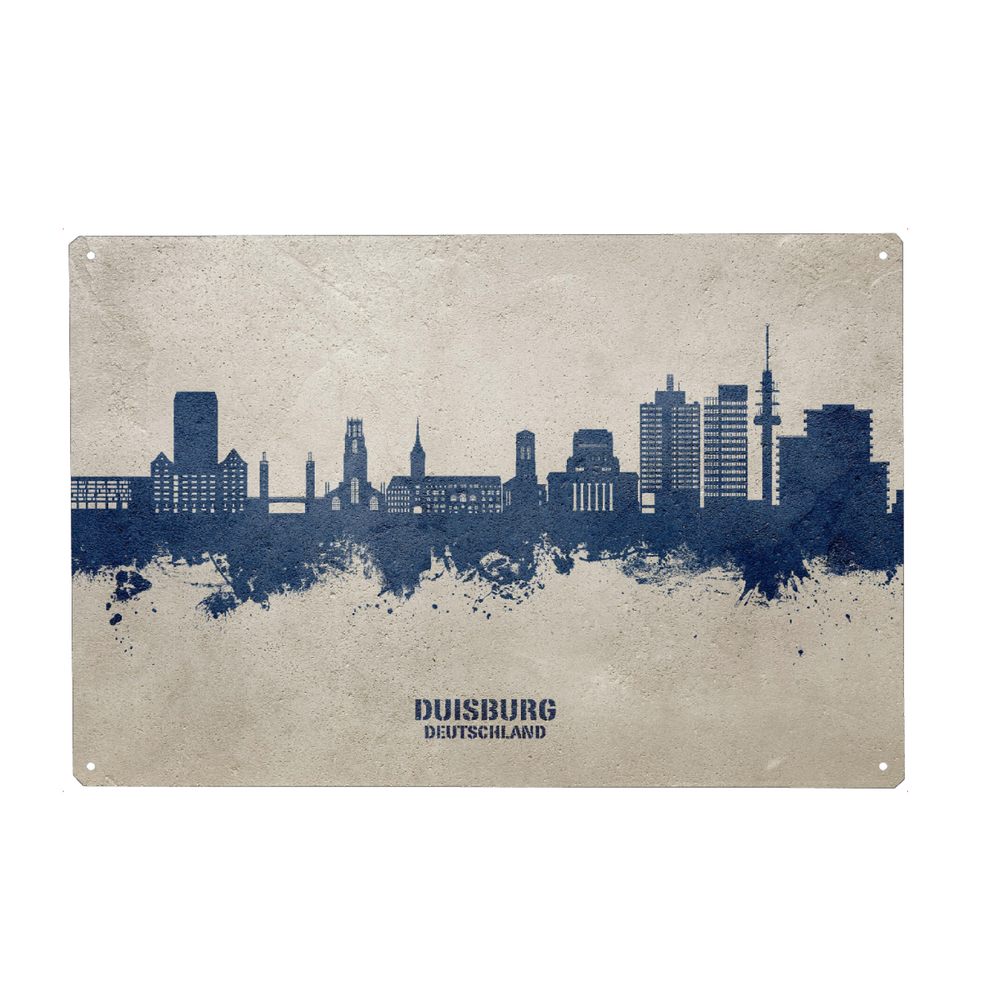 Metall Poster "Duisburg Skyline PaintBlue" artboxONE - Städte