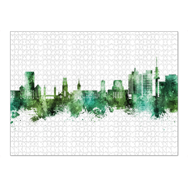 Puzzle Ravensburger "Duisburg Germany Skyline Green" artboxONE - Städte