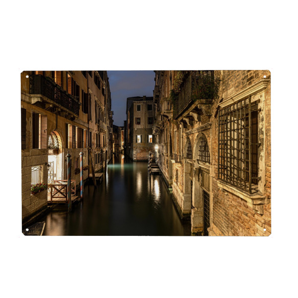 Metall Poster "Venezianischer Kanal bei Nacht" artboxONE - Städte,Reise,Architektur