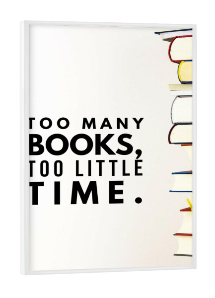 Poster mit weißem Rahmen "Buchverliebt Spruch" artboxONE - Typografie - Bücher,Lesen,Zeit,Hobby,Bücherei,Read,Time,Typo,Typografie,Typography,Books