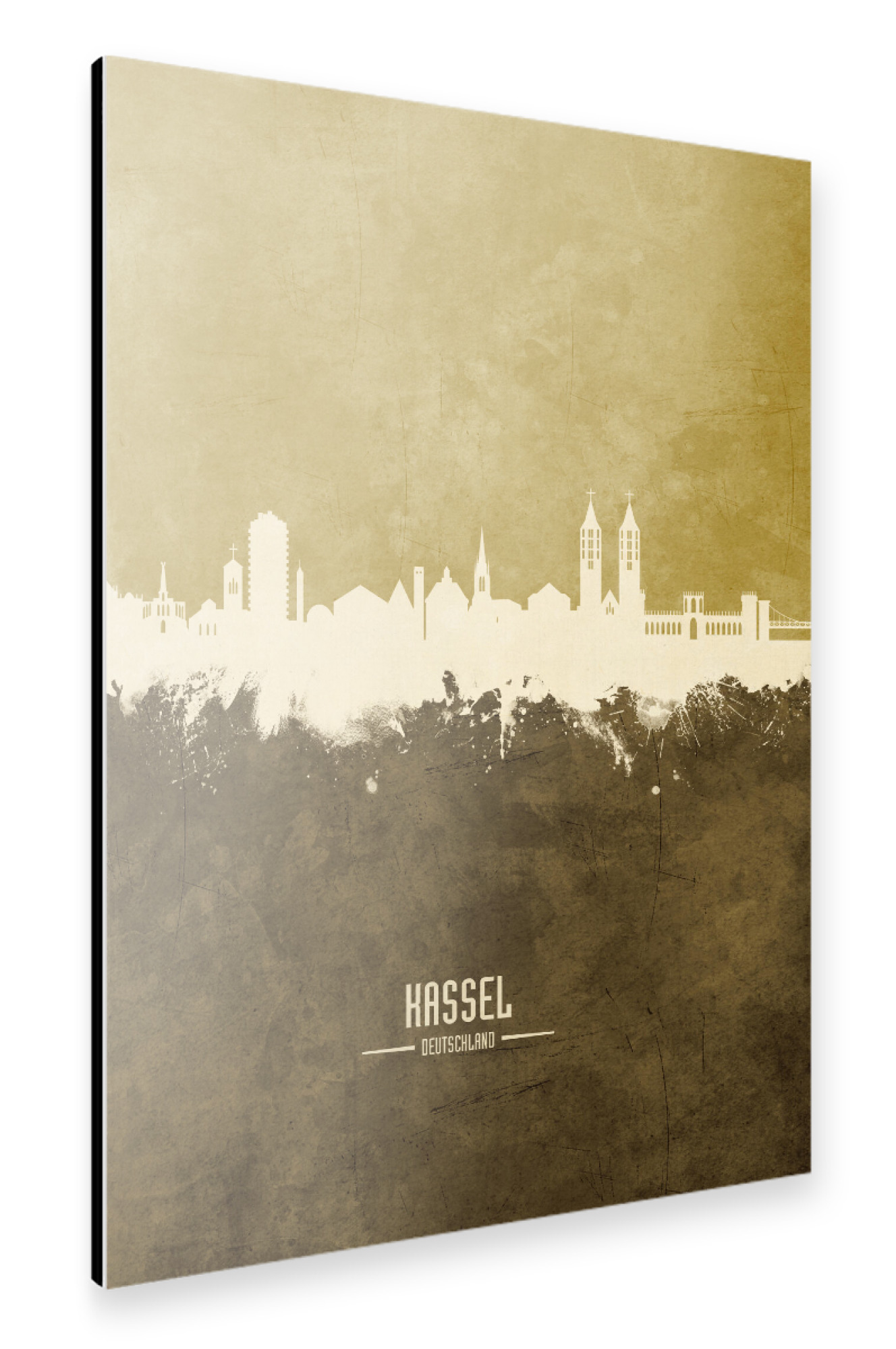 Alu-Dibond "Kassel Germany Skyline Brown" 75x50 cm artboxONE
