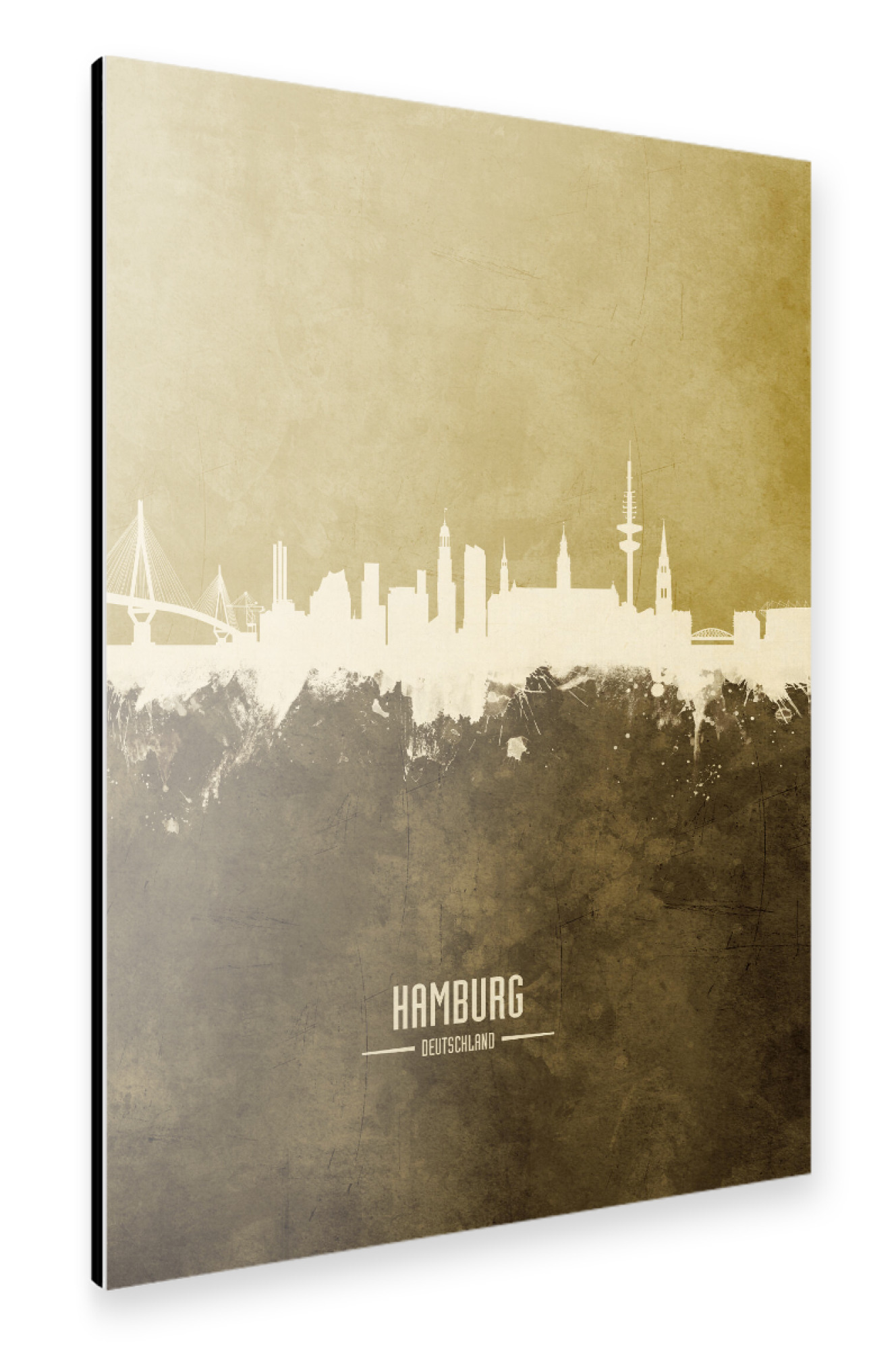 Alu-Dibond "Hamburg Germany Skyline Brown" 30x20 cm artboxONE