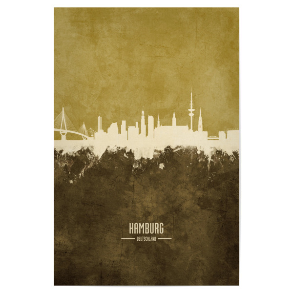 Poster "Hamburg Germany Skyline Brown" artboxONE - Städte,Städte / Hamburg