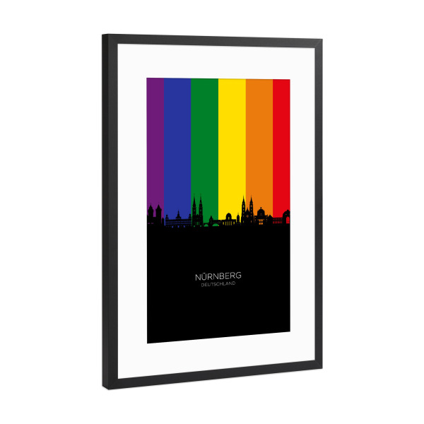 Poster mit Rahmen Schwarz (Metallic) "Nürnberg Germany Skyline Pride" artboxONE - Städte