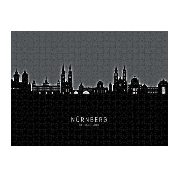 artboxONE Puzzle "Nürnberg Skyline Glow White" artboxONE - Städte,Schwarzweiß