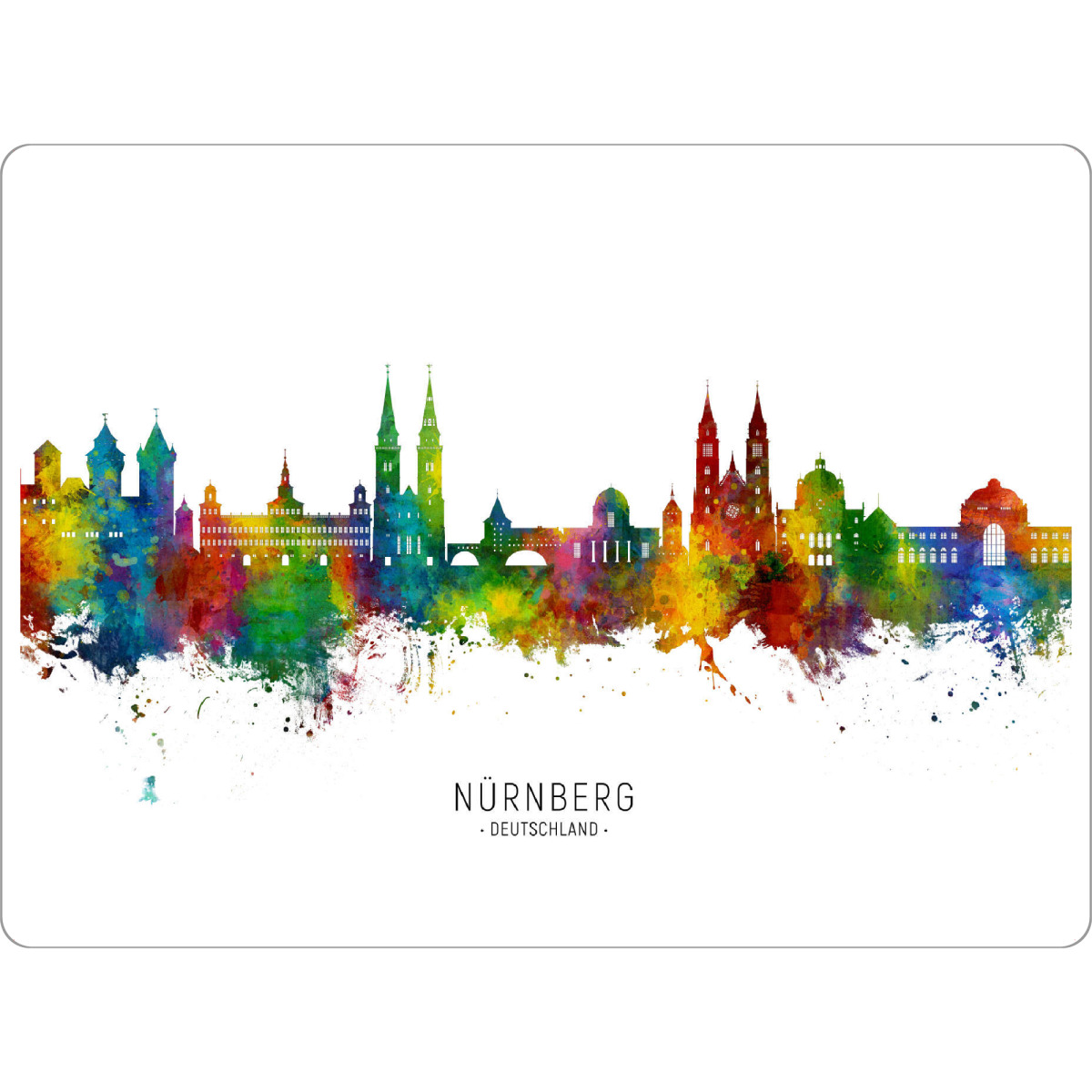 Tischset "Nürnberg Germany Skyline txt" artboxONE - Städte - Nürnberg,Deutschland,Skyline,Cityscape,Stadtbild,Watercolor,Painting,City,Stadt,Germany