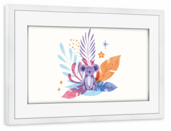 Poster mit Rahmen weiß "Fantom Fifi Art-Cool Koala" artboxONE - Natur,Floral,Für Kinder,Tiere