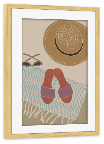 Poster mit Rahmen kiefer "Kunga - Am Strand Accessoires" artboxONE - Natur,Reise,Reise / Strand und Meer,Fashion