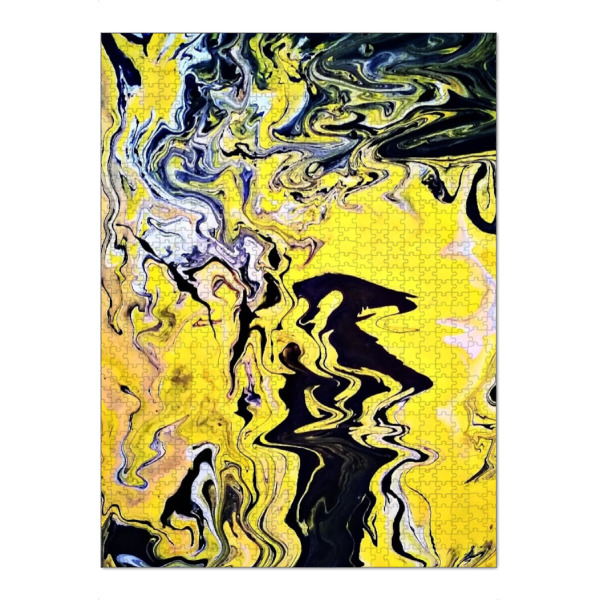 Puzzle Ravensburger "Fluidmalerei chaotisches gelb" artboxONE - Abstrakt - Fluidmalerei,Malerei,Schwarz,Weiß,Gelb,Chaos - Bild fluidmalerei