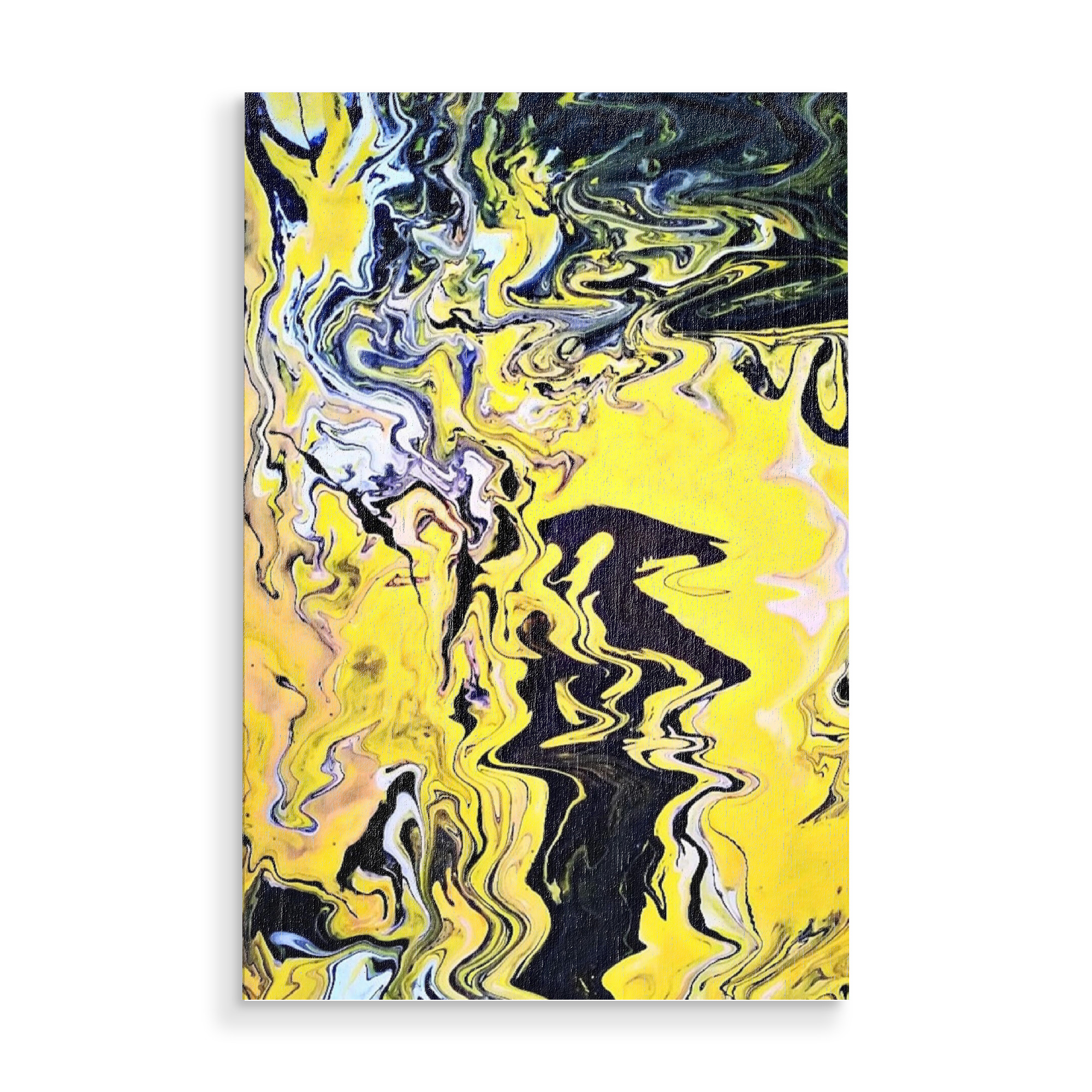 Holzbild "Fluidmalerei chaotisches gelb" artboxONE - Abstrakt - Fluidmalerei,Malerei,Schwarz,Weiß,Gelb,Chaos
