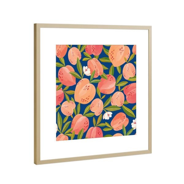Poster mit Rahmen Gold "Flaming Garden - Pfirsich Muster" artboxONE - Natur,Floral,Essen & Trinken / Obst & Gemüse