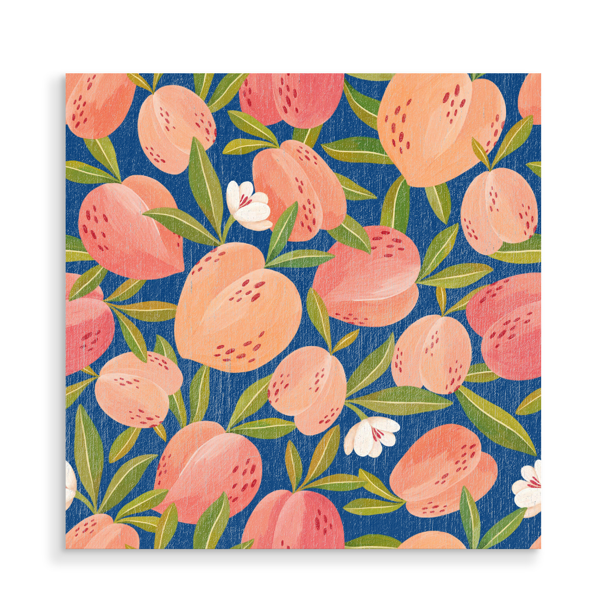 Holzbild "Flaming Garden - Pfirsich Muster" artboxONE - Natur,Floral,Essen & Trinken / Obst & Gemüse