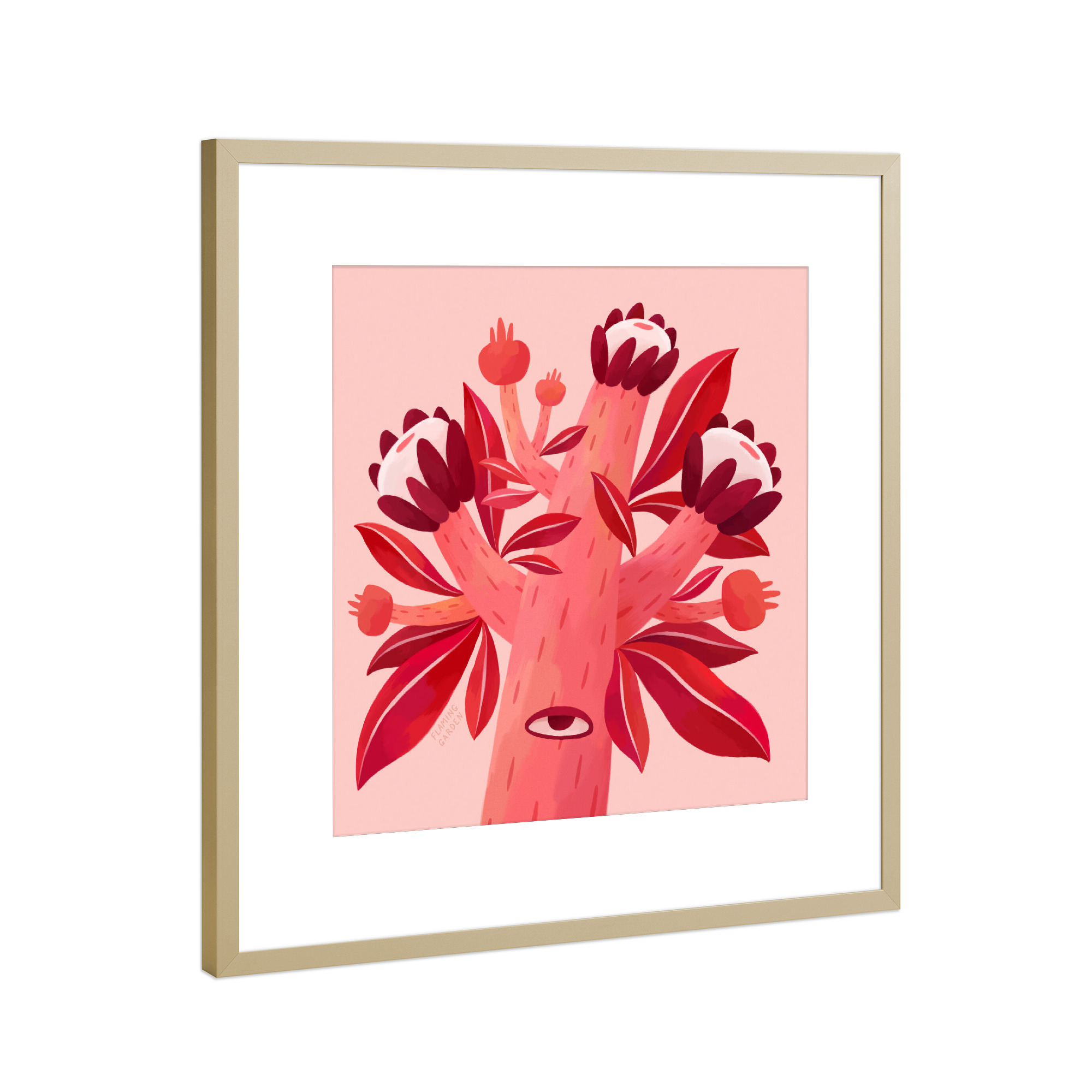 Poster mit Rahmen Gold "Flaming Garden - Passiontree" artboxONE - Natur,Floral,Comic